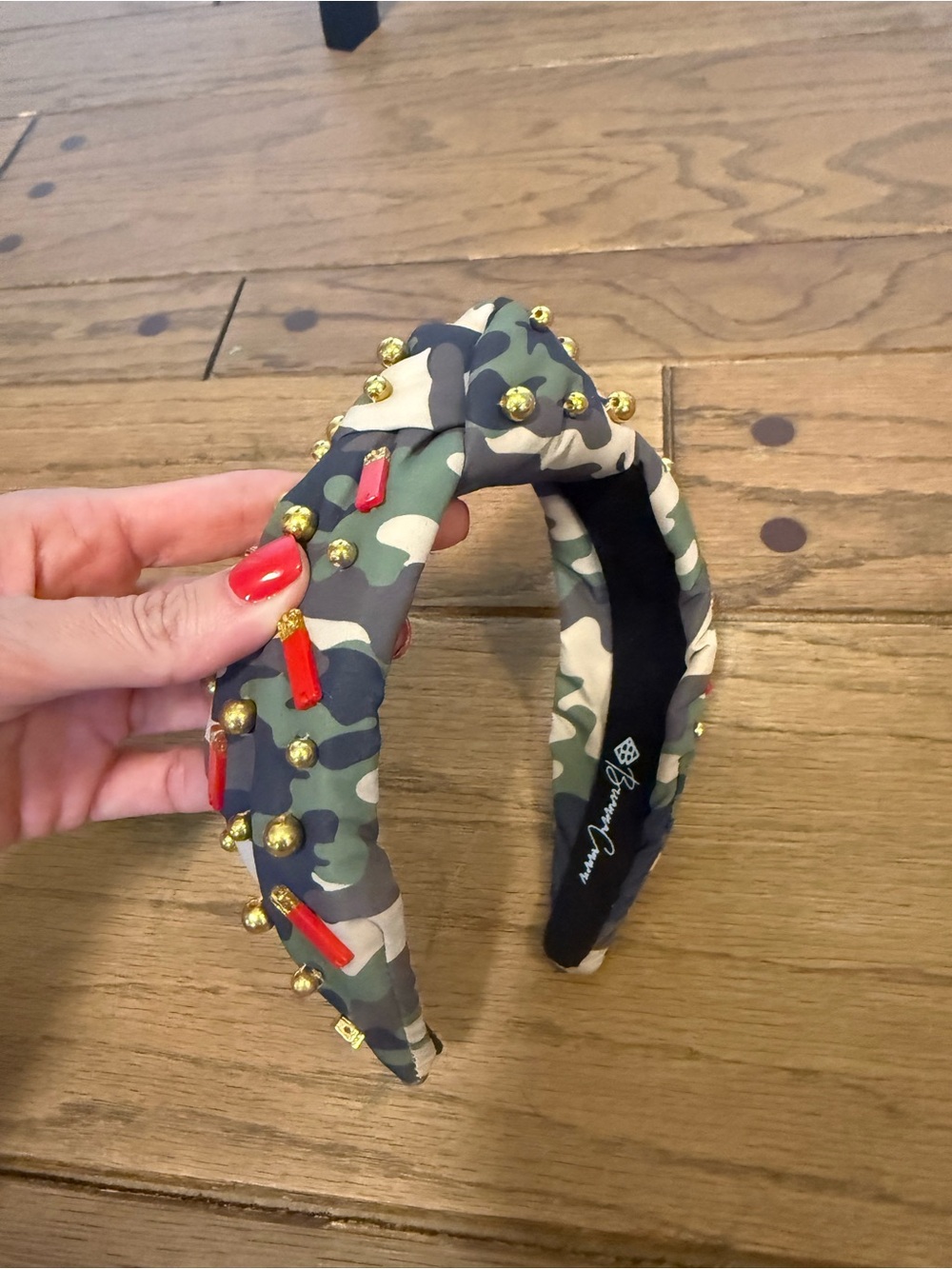 Brianna Cannon Camouflage Headband with Gold beads and shotgun shell accents